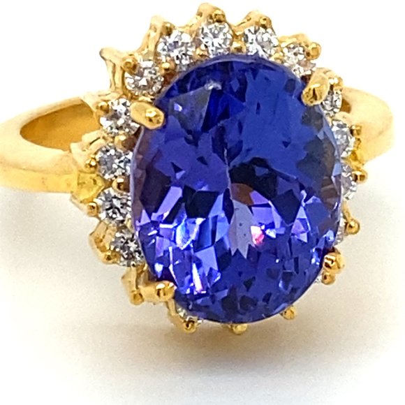 Certified Tanzanite 5.10ct Diamonds 22K Gold Ring - Picture 6 of 7